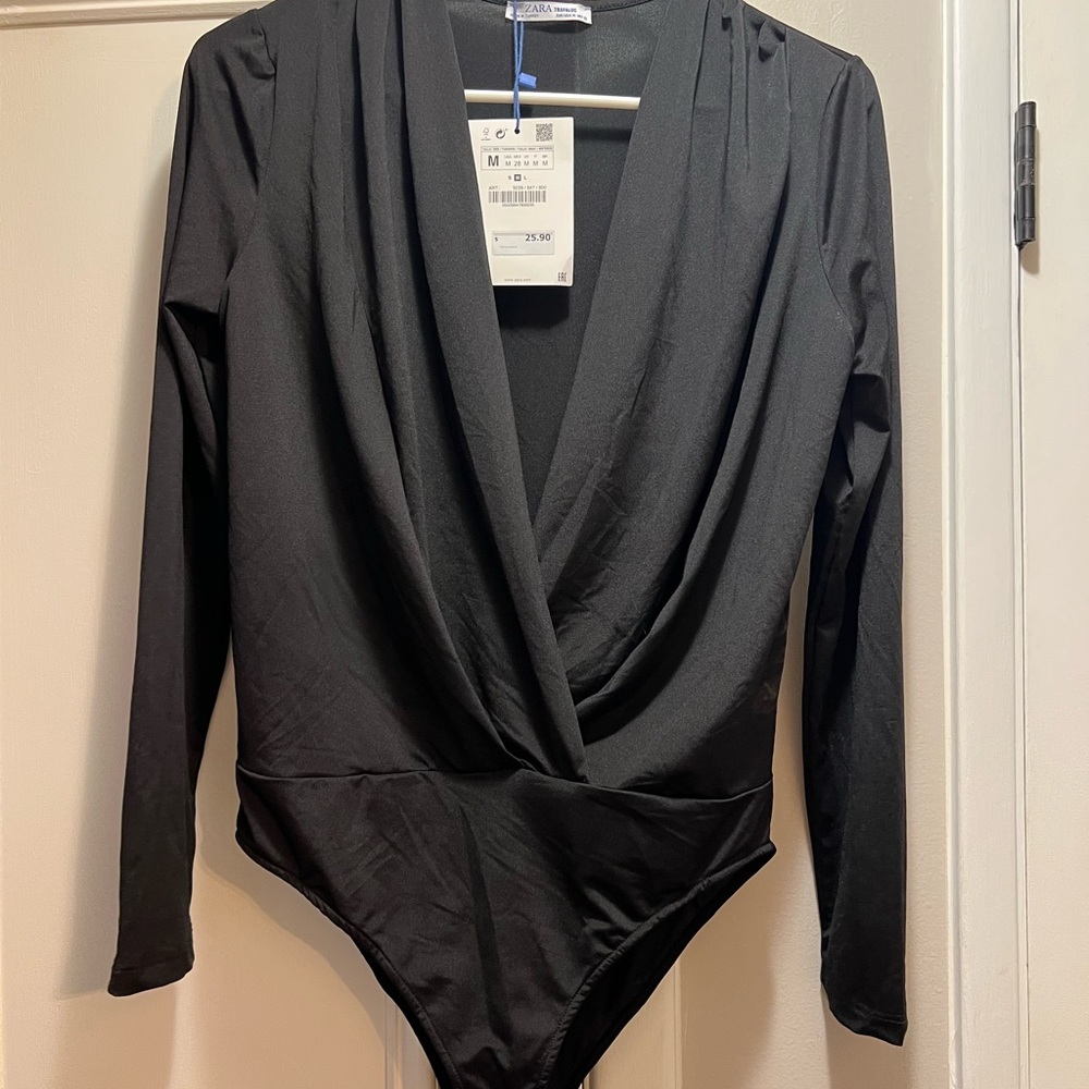 Black deep v bodysuit
